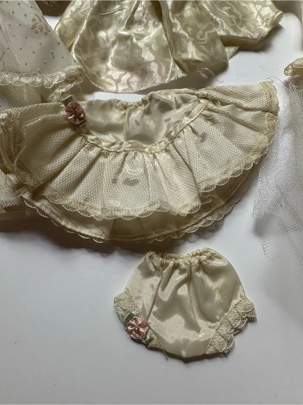 Vintage Doll Clothes Cream Lace Bundle